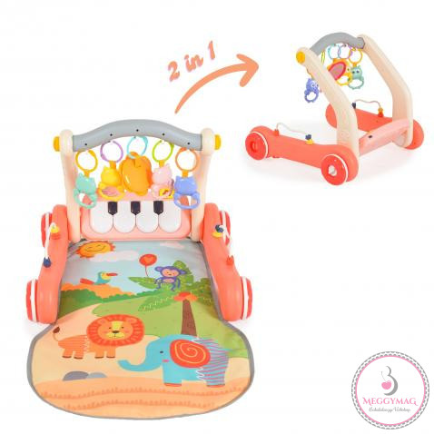 MONI MUSIC WALKER 2in1 járássegítő+játszószőnyeg PINK