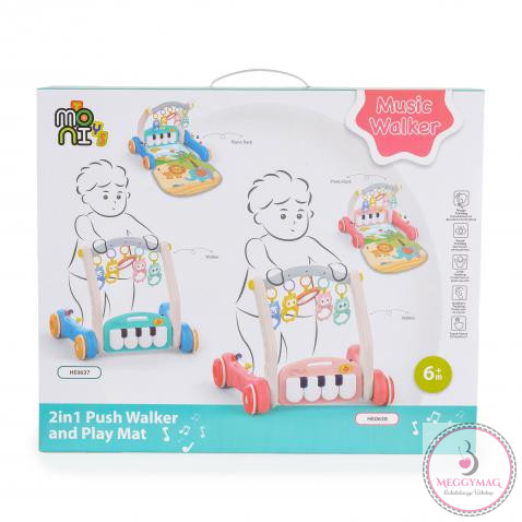 MONI MUSIC WALKER 2in1 járássegítő+játszószőnyeg PINK