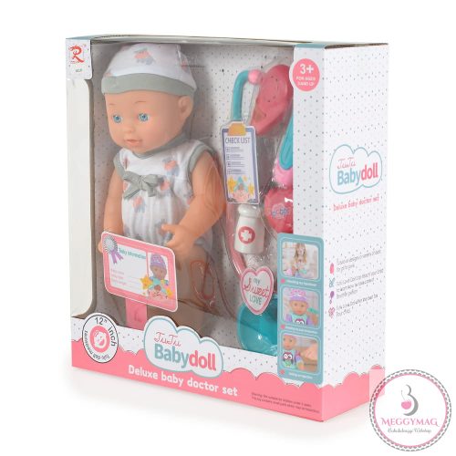 Tutu love Baba 31 cmes baba doktor szett, hanggal szürke