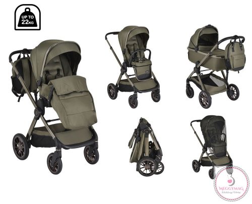 iCLICK Babakocsi 2in1 szett 22kg, aluminium váz, fordítható ülés, autom. csukható ZÖLD