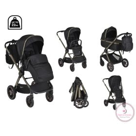   iCLICK Babakocsi 2in1 szett 22kg, aluminium váz, fordítható ülés, autom. csukható FEKETE