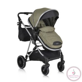   Kali babakocsi 2in1 lapra csukható, megfordítható+táska oliva zöld