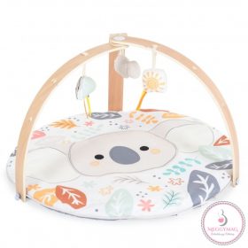   JÁTSZÓSZŐNYEG plüss, fa játékhíddal, összecsukható KEREK BÉZS KOALA