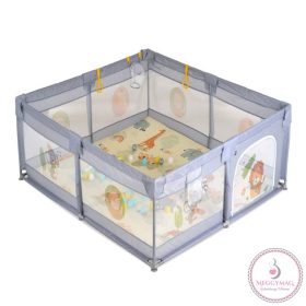   GAMEZONE összecsukható járóka szőnyeggel, 60 labdával 120x120 SZÜRKE