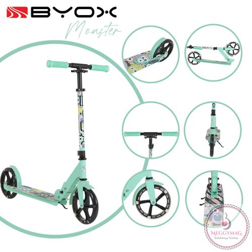 MONSTER roller 2 nagy kerekű, acélváz, 100 kg, 84-97cm-ig állítható ZÖLD
