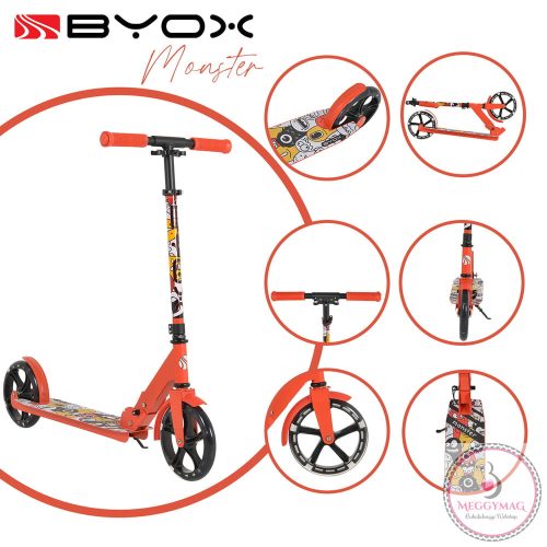MONSTER roller 2 nagy kerekű, acélváz, 100 kg, 84-97cm-ig állítható PIROS