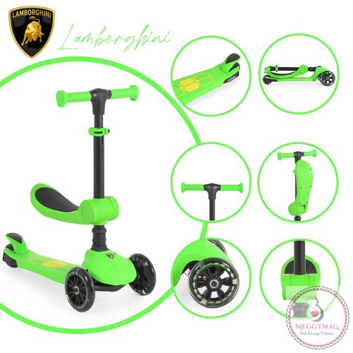 Lamborghini 2IN1 ráülős roller ZÖLD