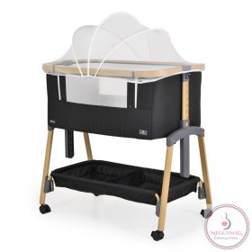   AMO babaöböl, 7 poziciós,szúnyoghálóval, tároló kosárral FEKETE