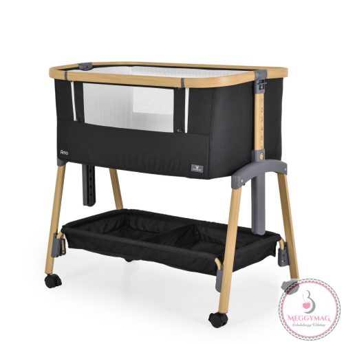 AMO babaöböl, 7 poziciós,szúnyoghálóval, tároló kosárral FEKETE
