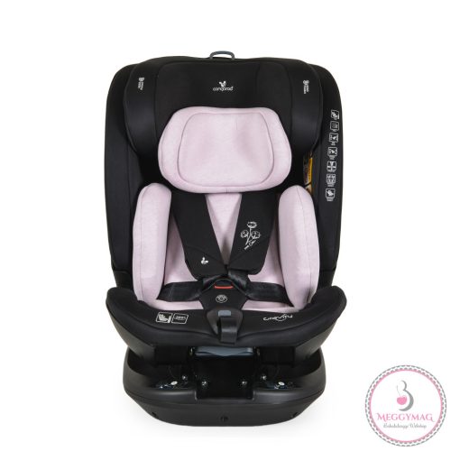 GRAVITY I-size autós ülés 40-150cm, SPS, forgatható talp, pamut huzat PINK