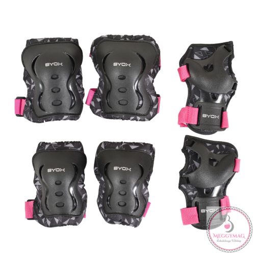 BICIKLIS védőfelszerelés DAZZLE, M méret, 25-50kg-ig, térd, könyök, kézvédő szett PINK
