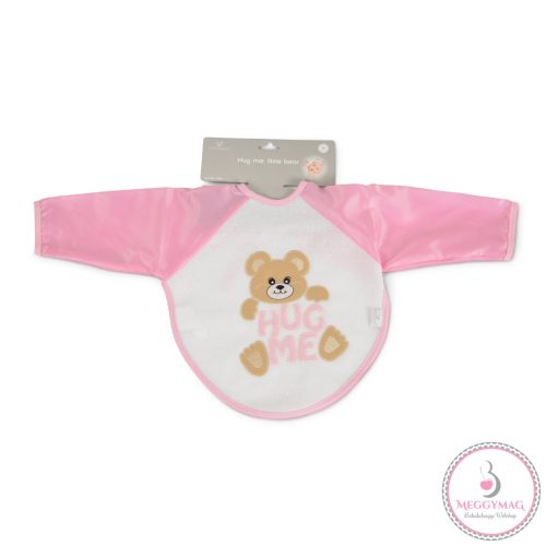BEAR előke hosszú ujjal, macis mintával, pvc/textil PINK