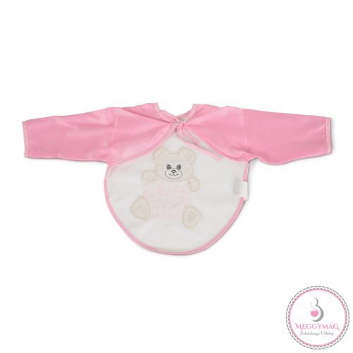 BEAR előke hosszú ujjal, macis mintával, pvc/textil PINK