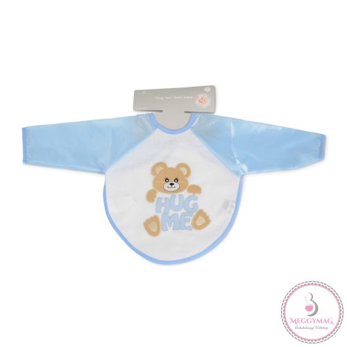 BEAR előke hosszú ujjal, macis mintával, pvc/textil KÉK