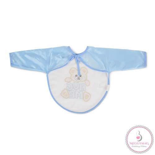 BEAR előke hosszú ujjal, macis mintával, pvc/textil KÉK