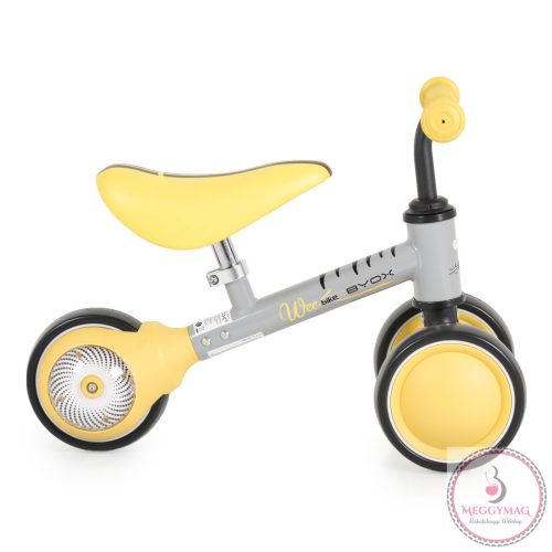 WEE mini futóbicikli 3 kerekű járgány, elöl 2 kerék, világító hátsó kerékkel SÁRGA