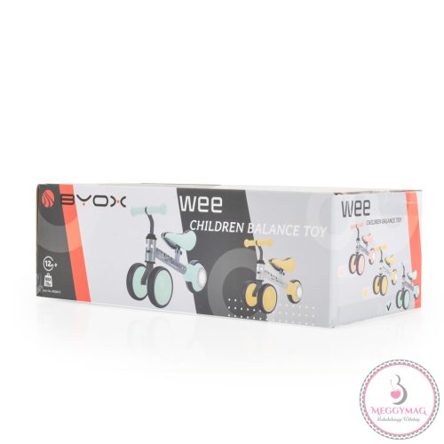 WEE mini futóbicikli 3 kerekű járgány, elöl 2 kerék, világító hátsó kerékkel SÁRGA