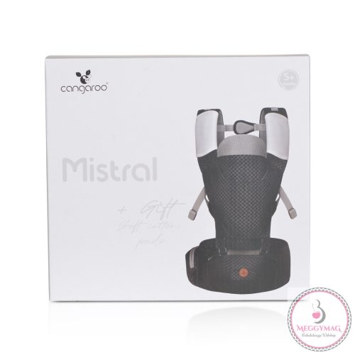 MISTRAL bébi hordozó 3 poziciós, ergonomikus, hálós FEKETE