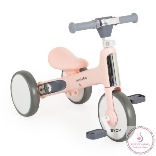 LEARN-to-Ride mini futóbicikli 3 kerekű tricikli, összecsukható PINK/rózsa