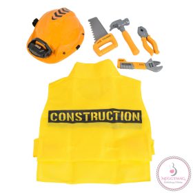 Power Tools FIÚ játék sisak, mellény, szerszámok SÁRGA