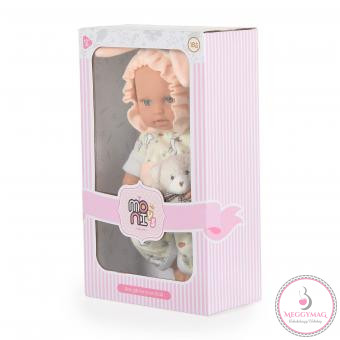 BABA 30cm  újszülött nyusziruhában kisnyuszival SZÜRKE