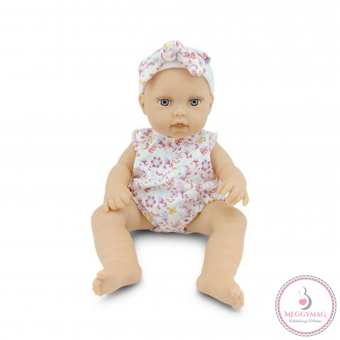 BABA 30cm  újszülött maciruhában kisnyuszival PINK
