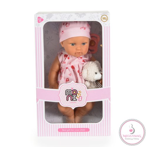 BABA 30cm újszülött macival PINK
