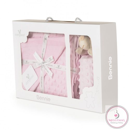 BENNIE babatakaró szundikendővel 75x100cm PINK, KÉSZLETEN A BOLTBAN!