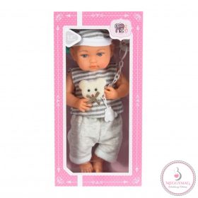 Moni Toys BABA 36 cmes FIÚ baba nadrágos CSÍKOS