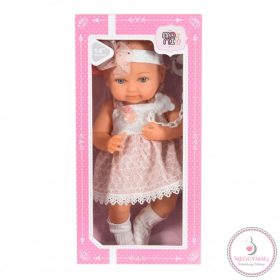 Moni Toys BABA 36 cm- es baba KISLÁNY ruhában BÉZS