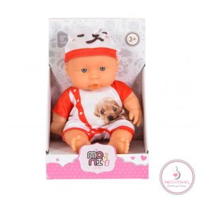Moni Toys BABA 20cm újszülött Kutyus ruha FEHÉR/PIROS