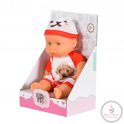 Moni Toys BABA 20cm újszülött Kutyus ruha FEHÉR/PIROS