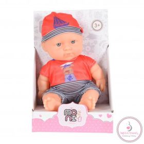   Moni Toys BABA 20cm újszülött Tengerész ruha PIROS/SZÜRKE