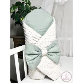   Kókuszpólya Krém minky és olívazöld pamut, 80×80 cm, KÉSZLETEN A BOLTBAN!