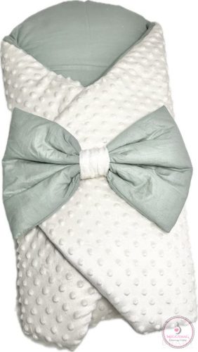 Kókuszpólya Krém minky és olívazöld pamut, 80×80 cm, KÉSZLETEN A BOLTBAN!