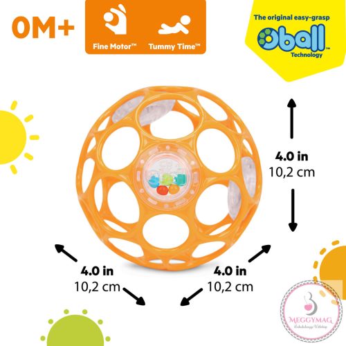 OBALL RATTLE játék 10 cm, Narancs-új 0hó+