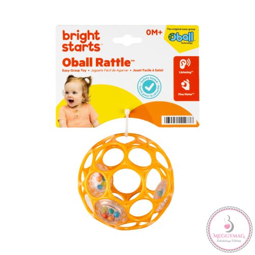 OBALL RATTLE játék 10 cm, Narancs-új 0hó+