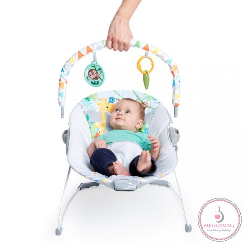 BRIGHT STARTS Rezgő pihenőszék Safari Fun™ 0hó+ 9 kg-ig, KÉSZLETEN A BOLTBAN!