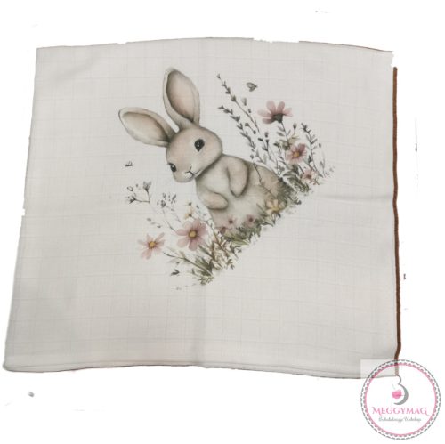 Mintás textil pelenka  - nyuszi viragokkal
