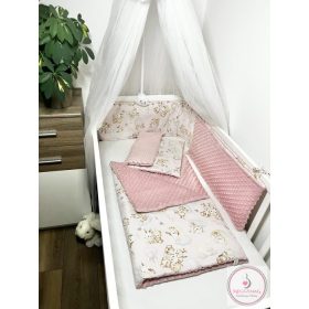   Bbaby 3 részes babaágynemű – Állatbarát Álom - púder minky egyenes fejvédővel KÉSZLETEN A BOLTBAN! 