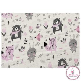   Vaganza mintás textil pelenka 60*80 cm Rózsaszín erdei állatos 