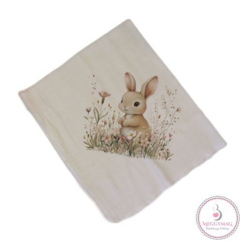 Mintás textil pelenka  - nyuszi virágokkal 