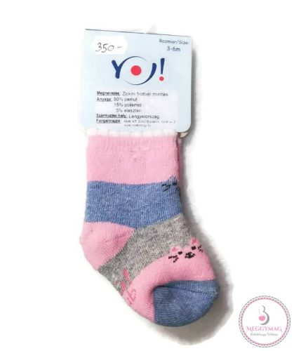 Zokni frottier mintás, 3-6 hó