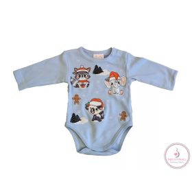 Hosszú ujjú baba body karácsonyi mintával, 56-os