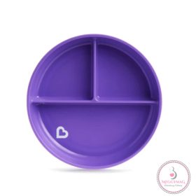   Munchkin osztott tányér háromrekeszes tapadó aljú Stay Put 6hó lila