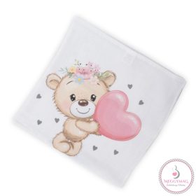 Mintás textil pelenka - Maci lány szívvel 