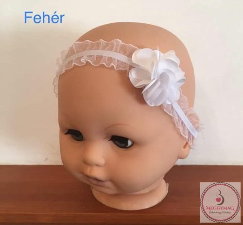 Minimanó baba fejpánt - fehér virágos 