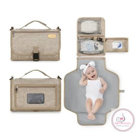   LL hordozható, vízhatlan pelenkázó alátét táska BÉZS, KÉSZLETEN A BOLTBAN!