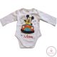 Hosszú ujjú baba body Mickey egér mintával, 56-os