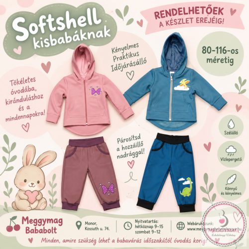 Fiú softshell belül bolyhos, vízálló esőkabát / széldzseki 110-es